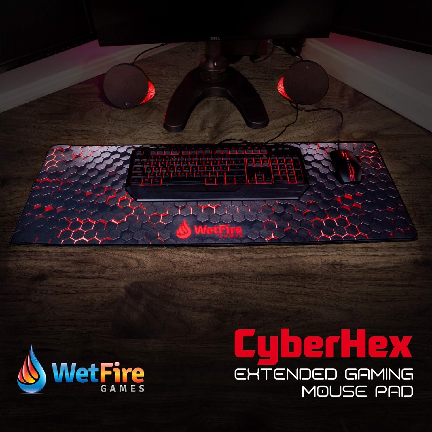 Extended Gaming Mouse Mat/Pad - XL Large, Wide (Long), Stitched Edges | 37.4W X 13L, 5Mm Thickness (Black_Red)