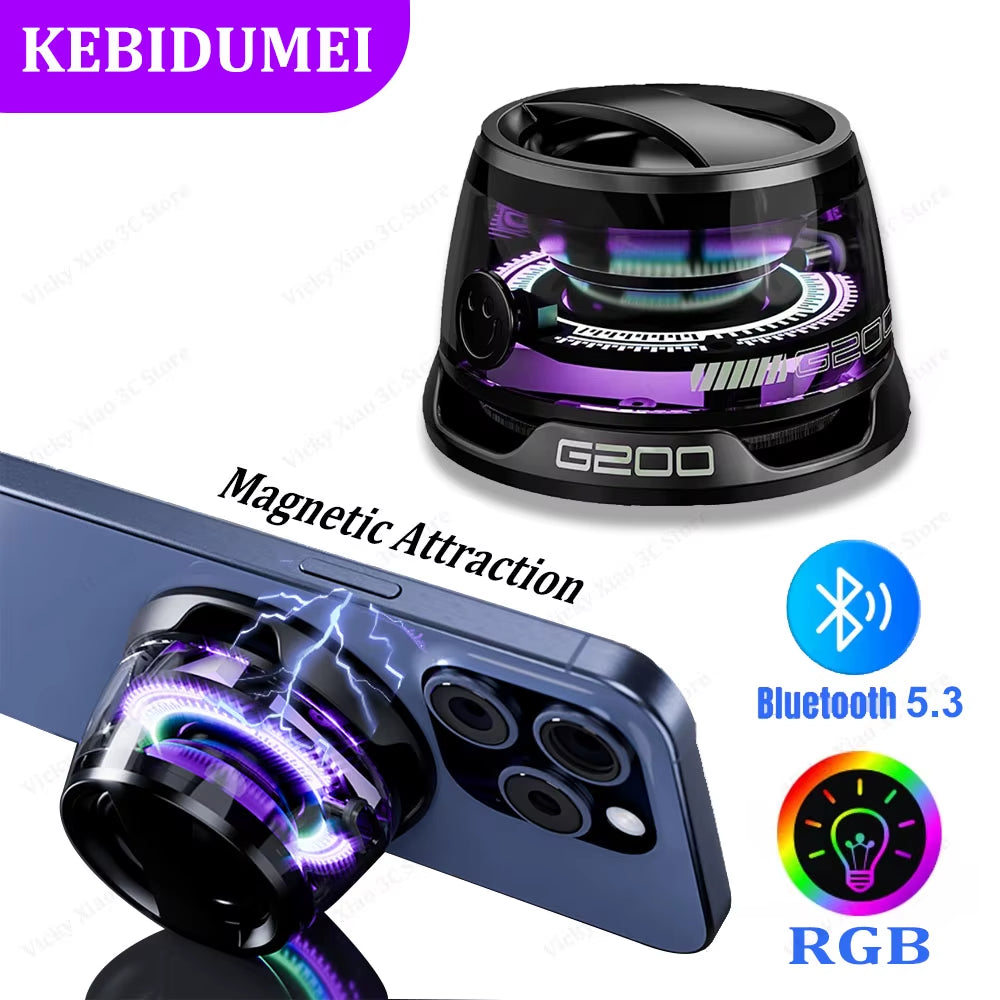 Bluetooth 5.3 Speaker Magnetic Speaker Portable Mini Speaker Colorful RGB Light Speaker Mini Sound Box for Home Office Outdoor