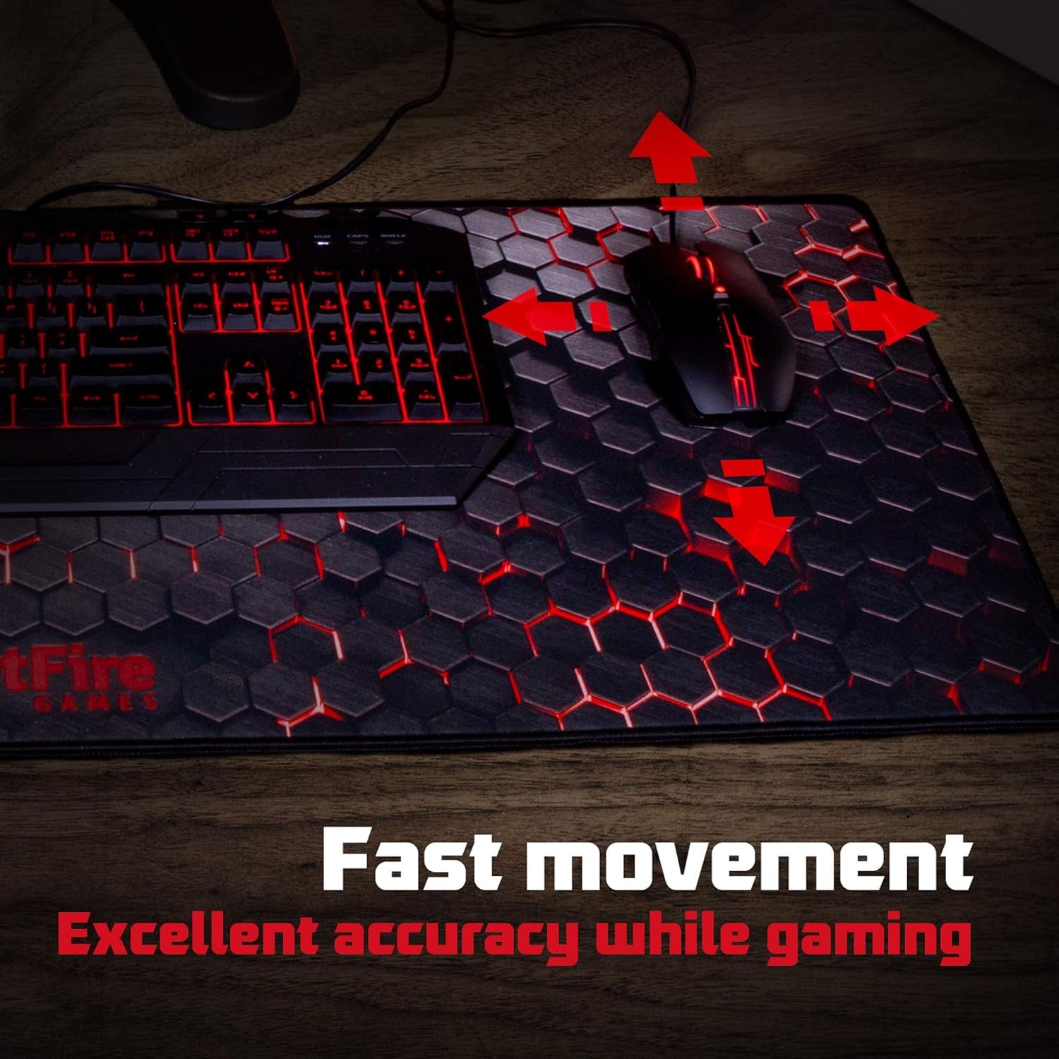 Extended Gaming Mouse Mat/Pad - XL Large, Wide (Long), Stitched Edges | 37.4W X 13L, 5Mm Thickness (Black_Red)
