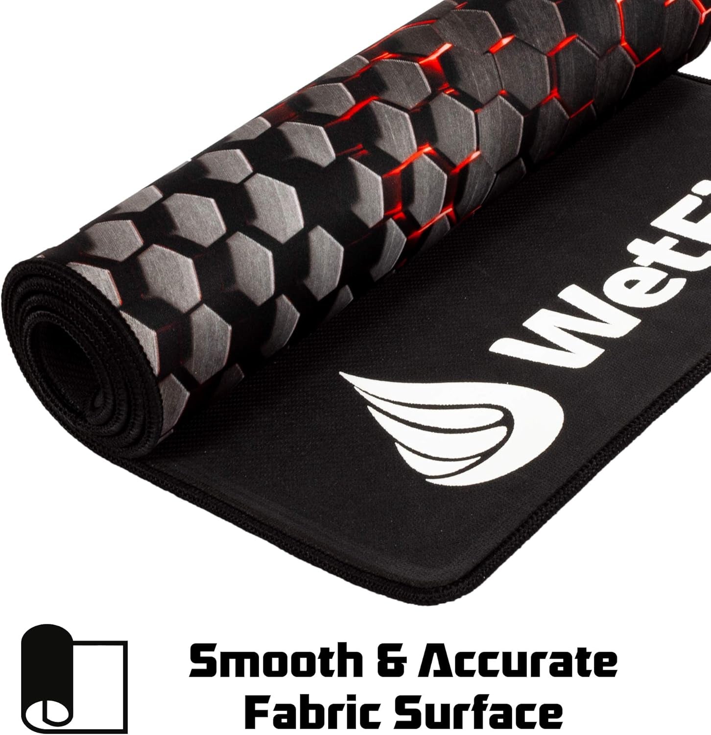 Extended Gaming Mouse Mat/Pad - XL Large, Wide (Long), Stitched Edges | 37.4W X 13L, 5Mm Thickness (Black_Red)